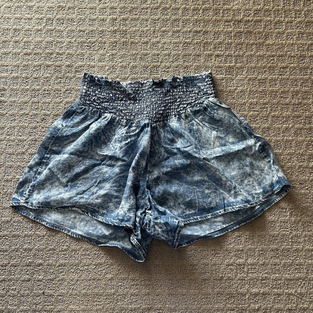 Thread & Supply Elastic Waist Blue Flowy Shorts Womens Size Small S‎ Summer Pool